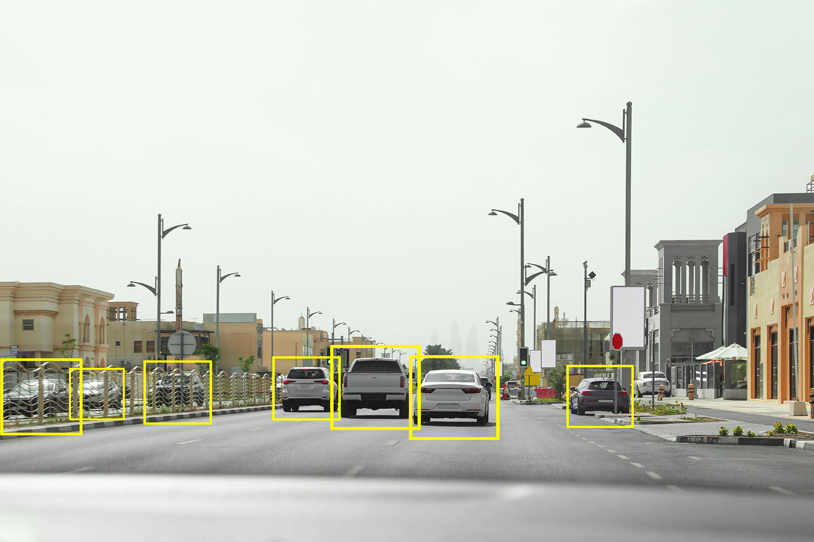Example image of what a monocular with inferencing can detect while driving